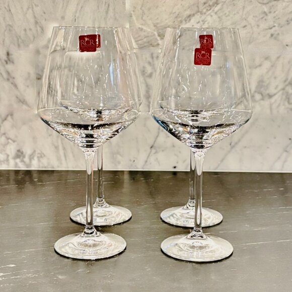 NEW RCR Crystalleria Italiana Crystal Burgundy Red Wine Glasses Set of 4 - Picture 2 of 11